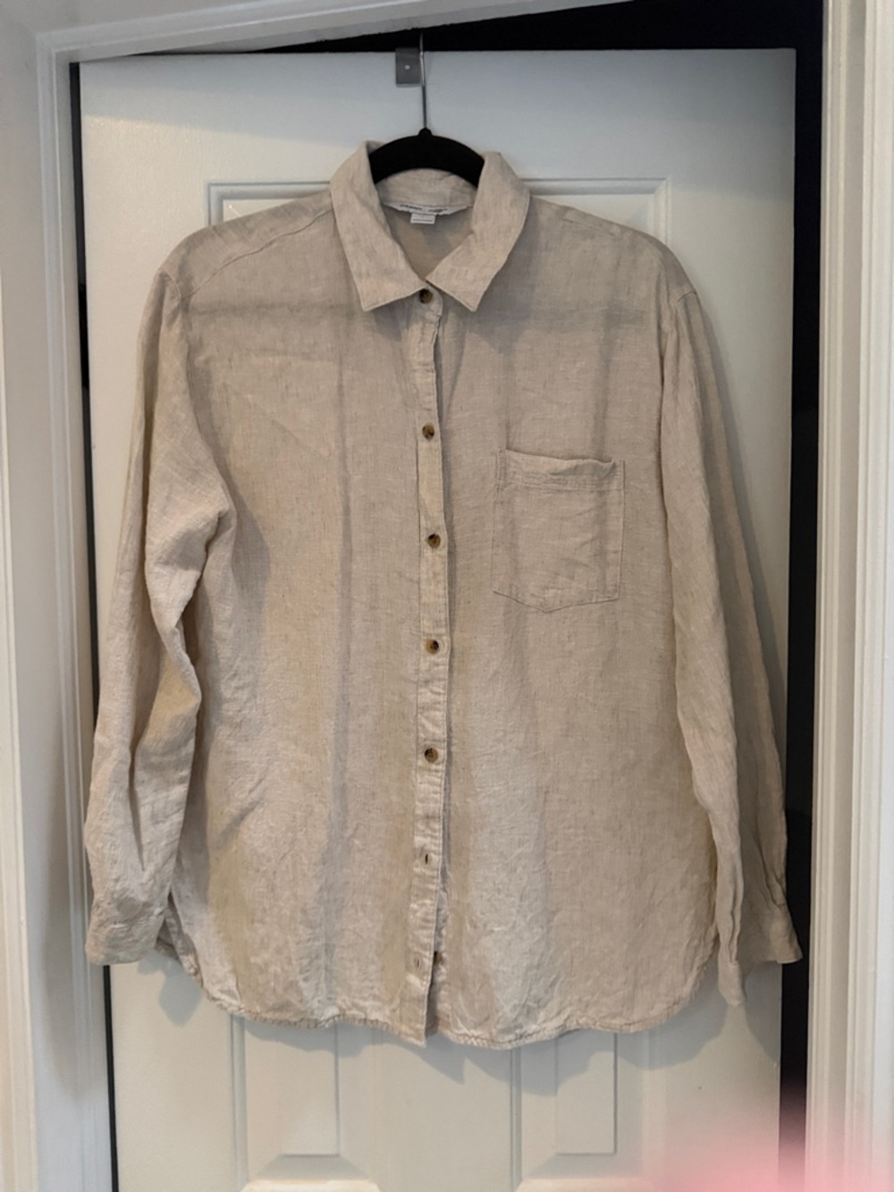 Old Navy Natural Beige-Look Linen Button-Down Shirt
